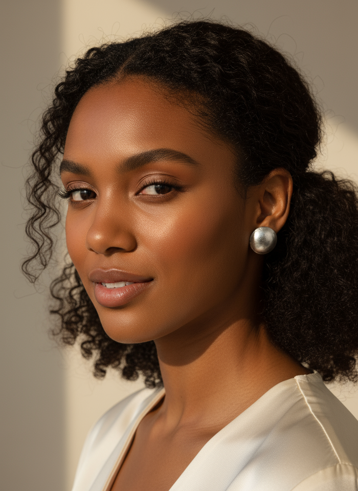 Metallic Oversized Button Stud Earrings