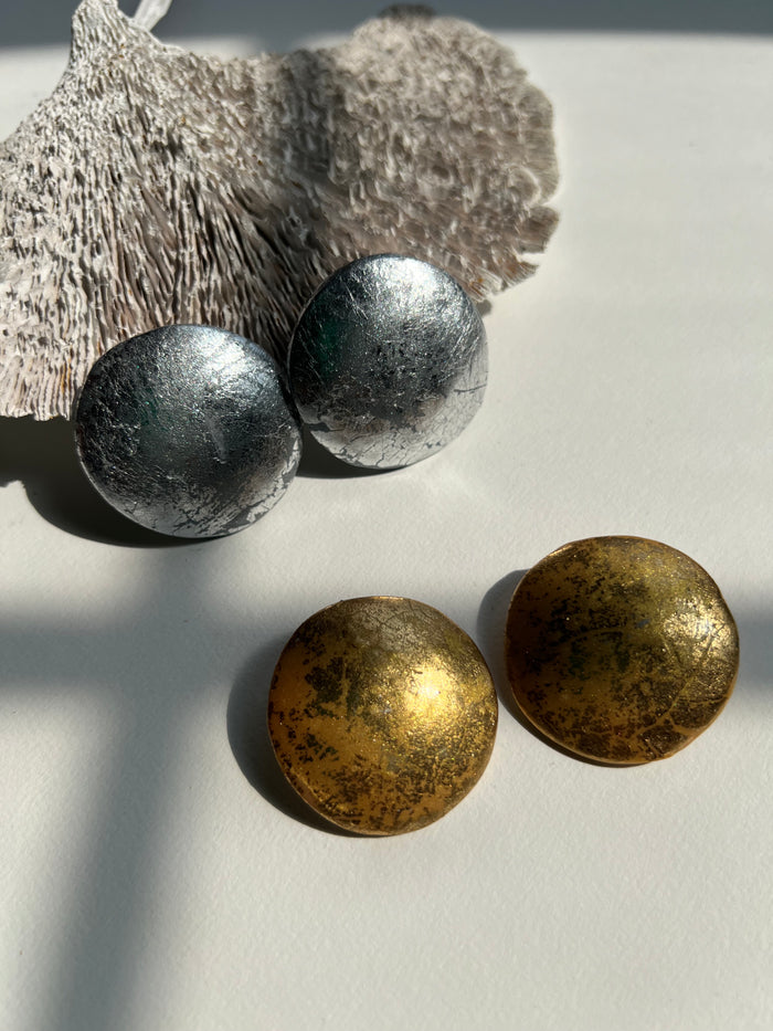 Metallic Oversized Button Stud Earrings