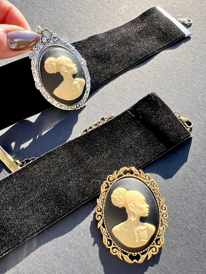 Afro Beauty Cameo Choker Necklace Set