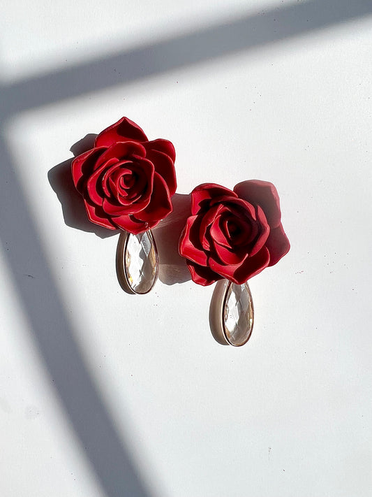 Red Rose Statement Earrings