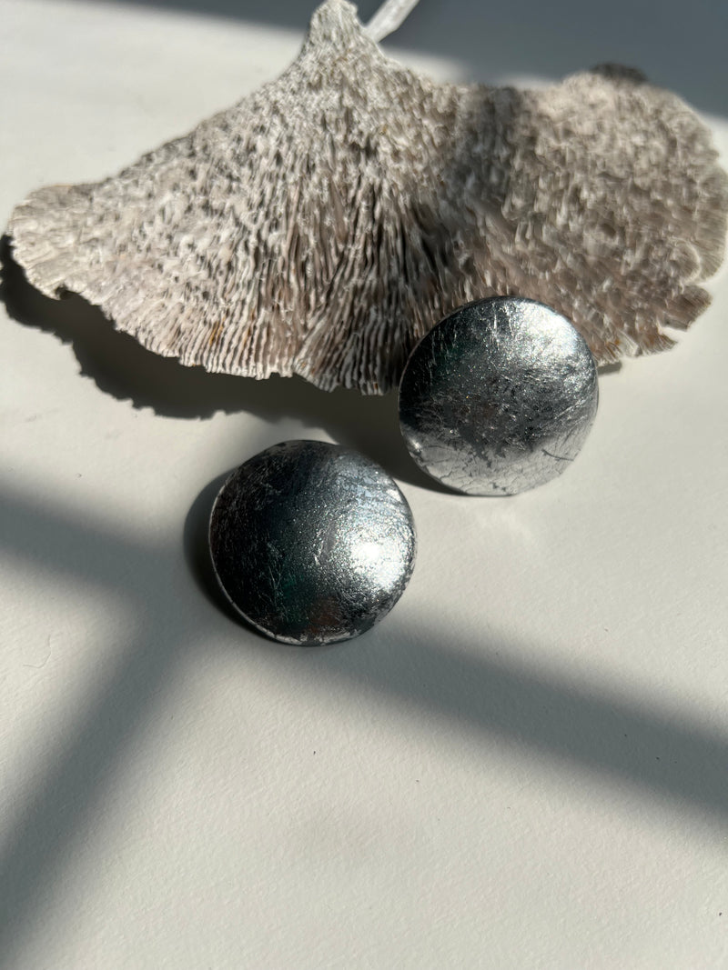 Metallic Oversized Button Stud Earrings