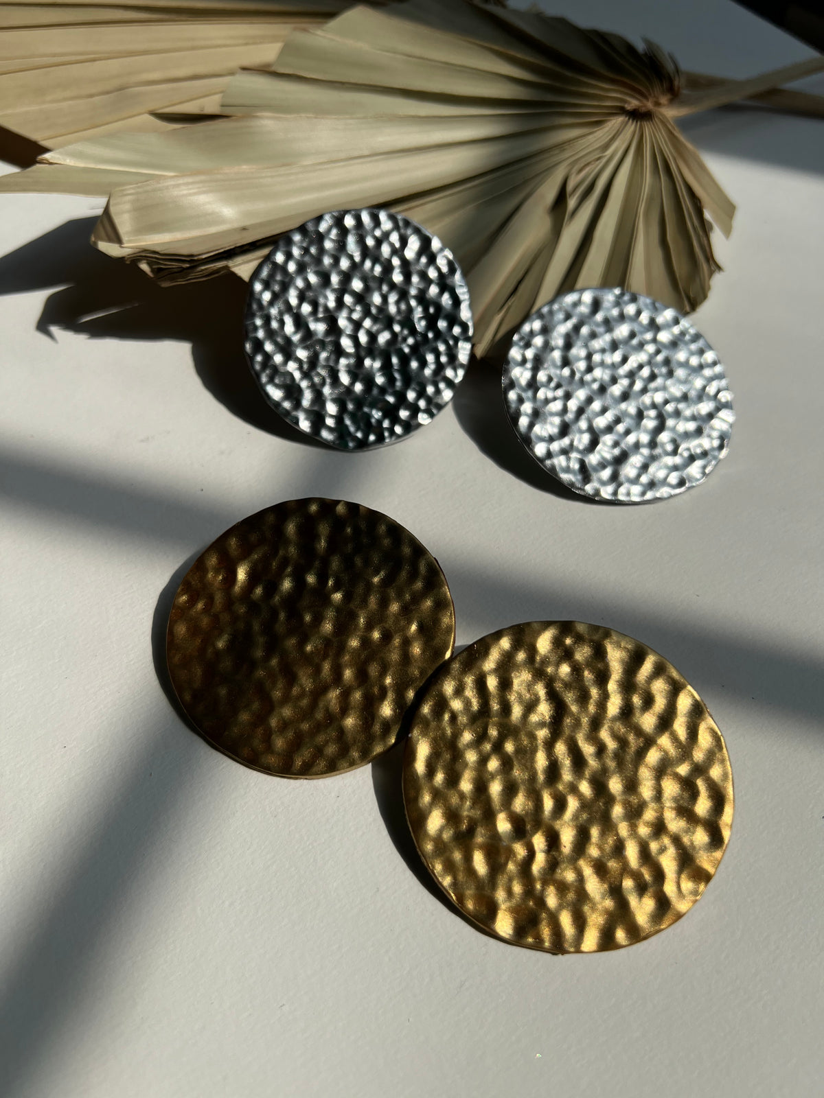 Hammered Metallic Oversized Stud Earrings I Handmade Statement Jewelry by Sunni Dineen