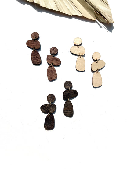 Natural Wood Statement Earrings Bundle Set