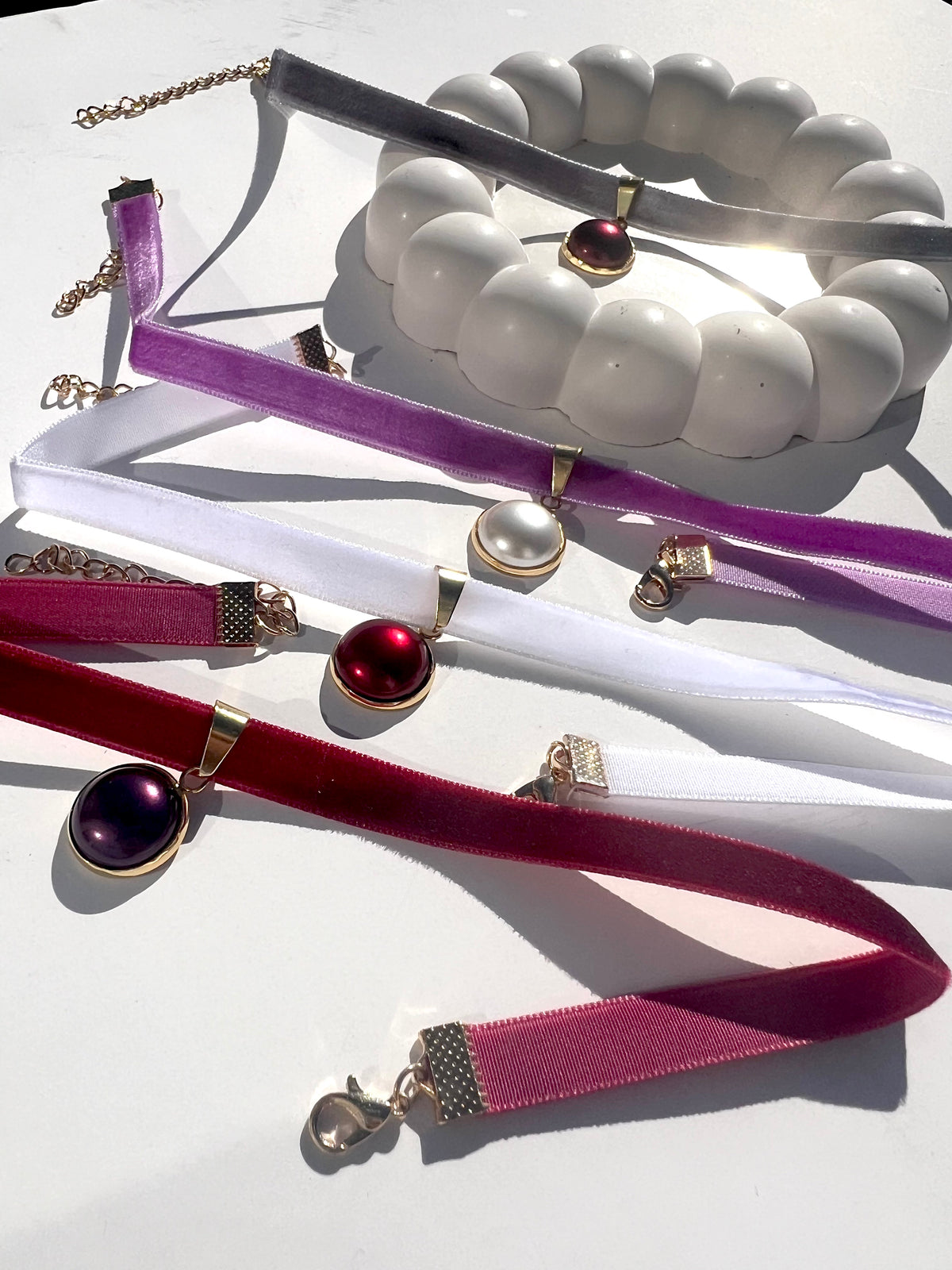 Pearlesque Choker Necklace Set I Personalized Mix & Match Handmade Charm Chokers