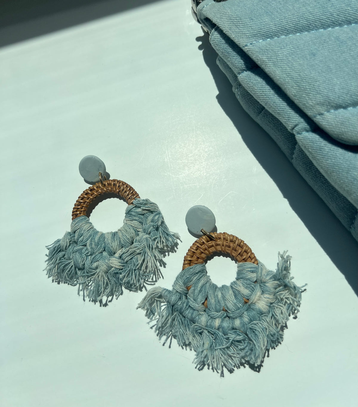 Chambray Fringe Statement Earrings
