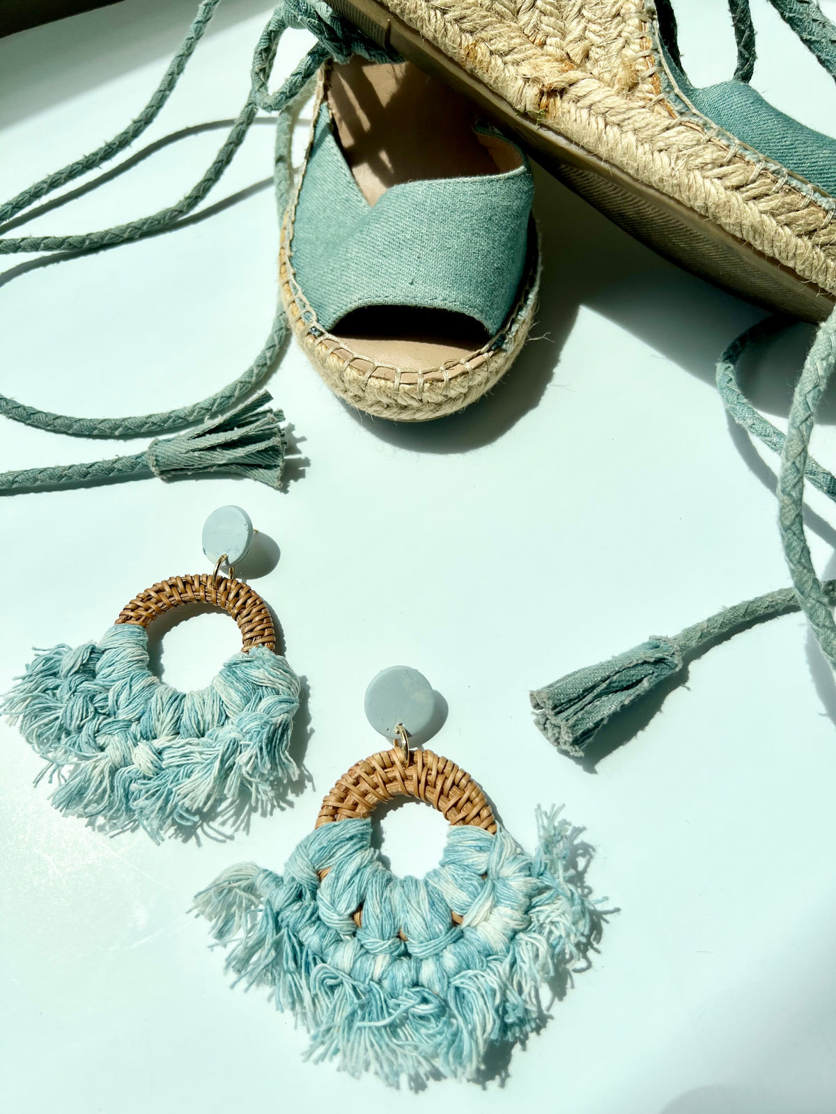 Chambray Fringe Statement Earrings