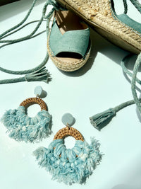 Chambray Fringe Statement Earrings