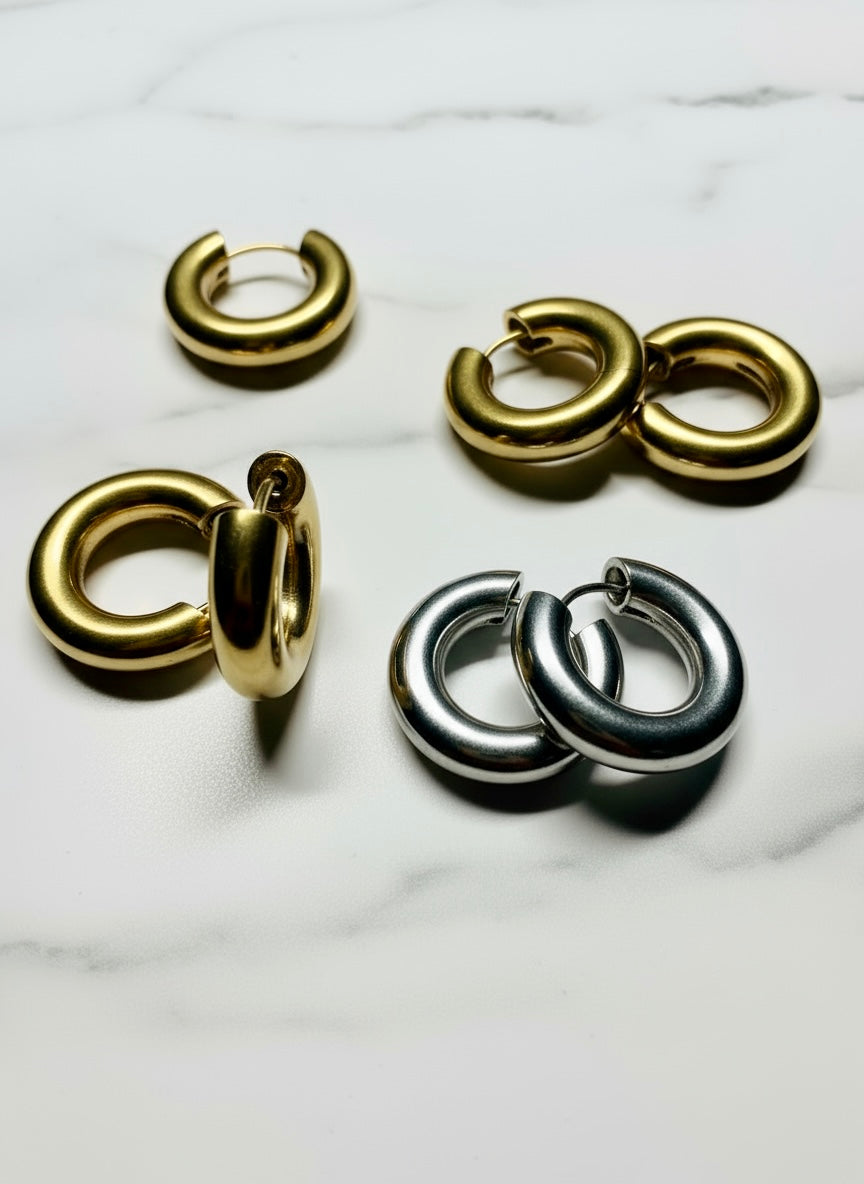 Chunky Huggie Hoop Earrings I Simple Girl Brand x SDHD