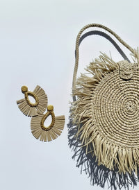 Calista Raffia Fringe Statement Earrings