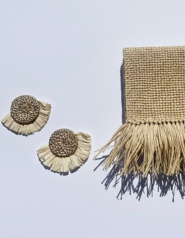 Isla Raffia Fringe Statement Earrings