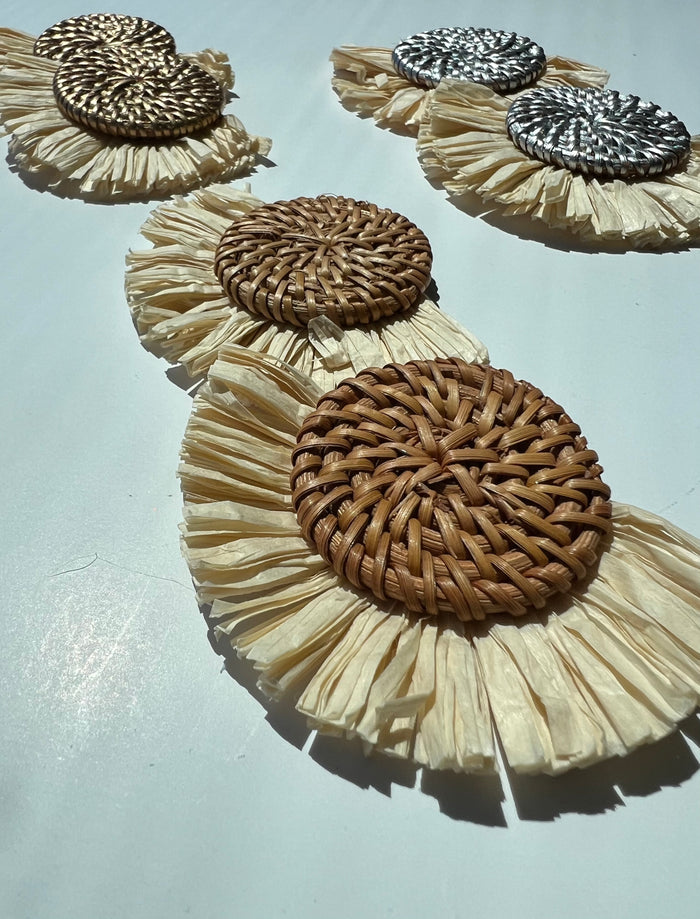 Isla Raffia Fringe Statement Earrings
