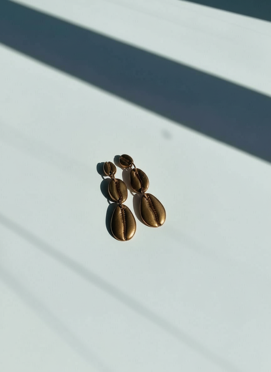 Cowrie Shell Tiered Drop Earrings I Lightweight Handmade Statement Earrings