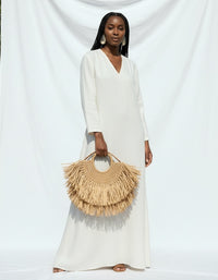 Isla Raffia Fringe Statement Earrings