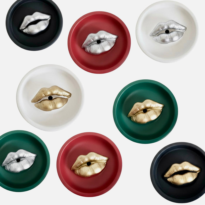 Sculpted Lips Incense Holder I Resin with Gold or Silver Leaf Finish