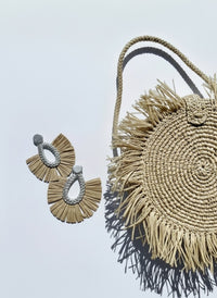 Calista Raffia Fringe Statement Earrings