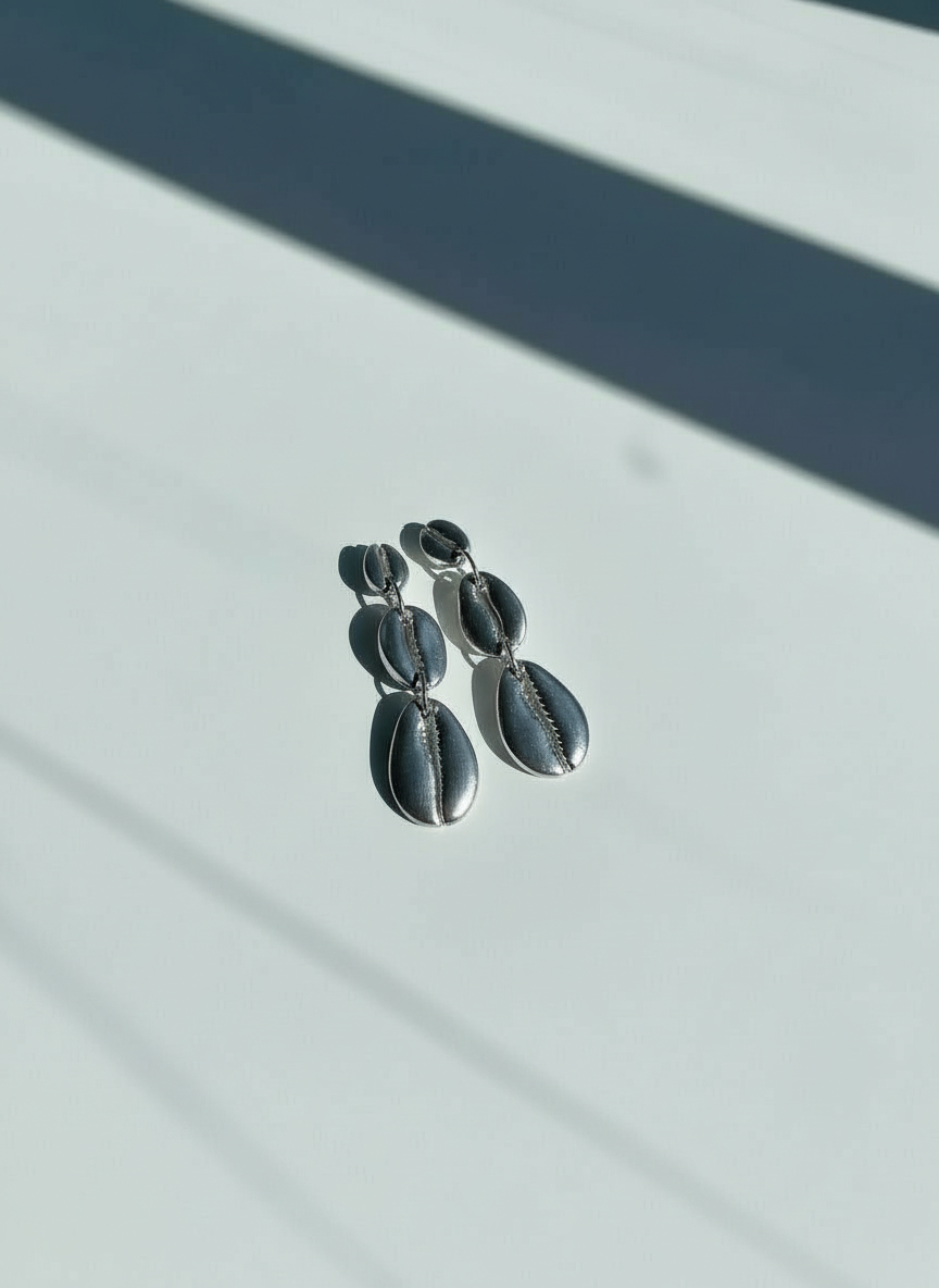 Cowrie Shell Tiered Drop Earrings I Lightweight Handmade Statement Earrings