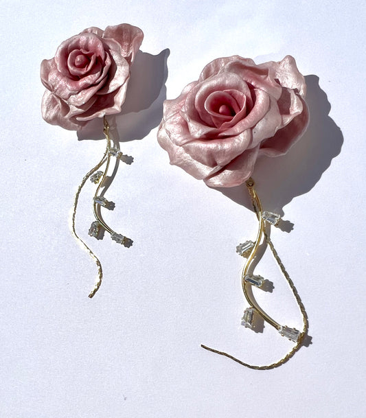 Pink Rose Statement Earrings